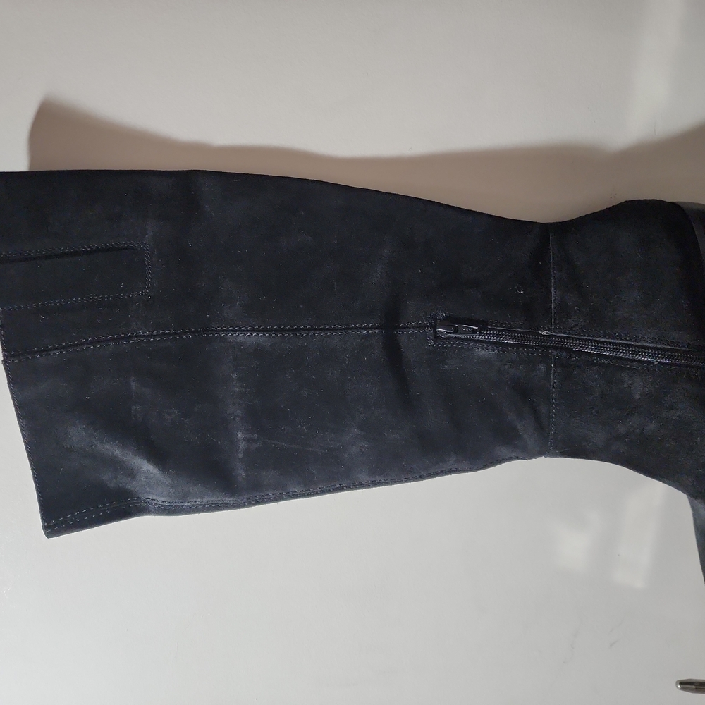 Chic Black Suede Knee-High Wide Boots &  Wide Calf
